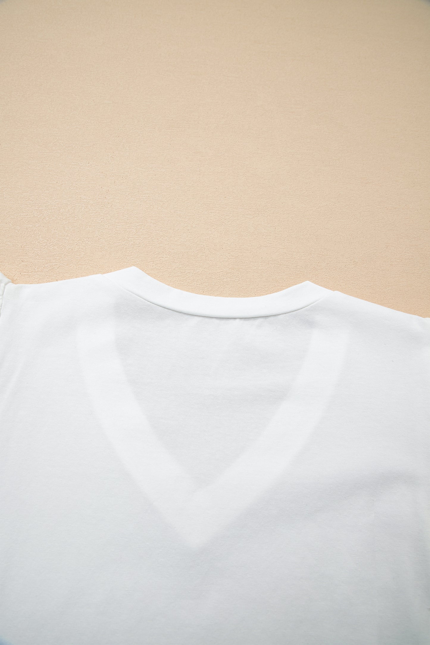 White Eyelet Embroidered Flutter Sleeve Patchwork V Neck Tee