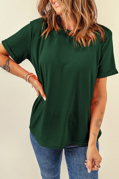 Orchid Petal Casual Plain Crew Neck Tee