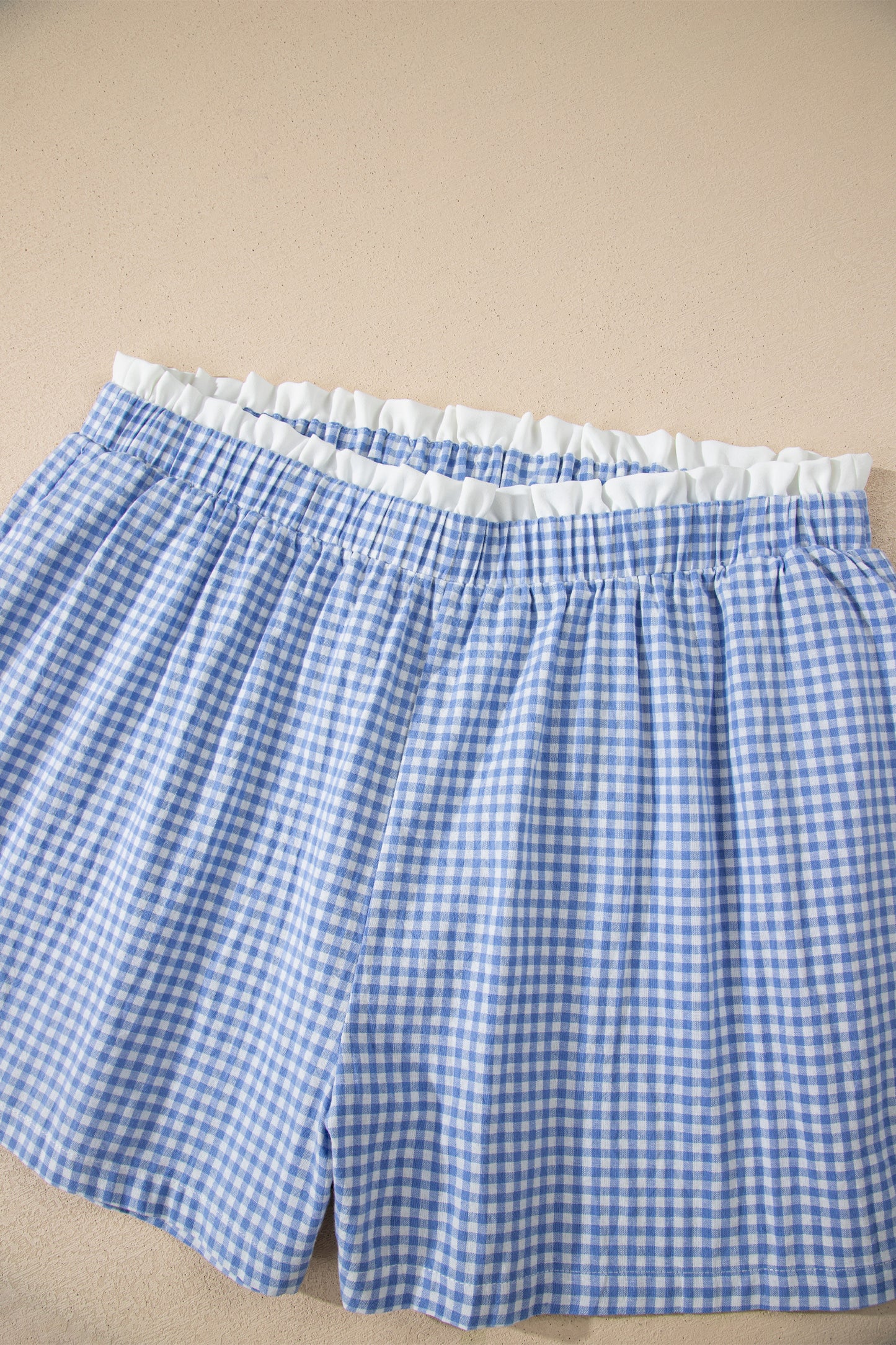 Khaki Contrast Trim Plaid Print Plus Size Shorts