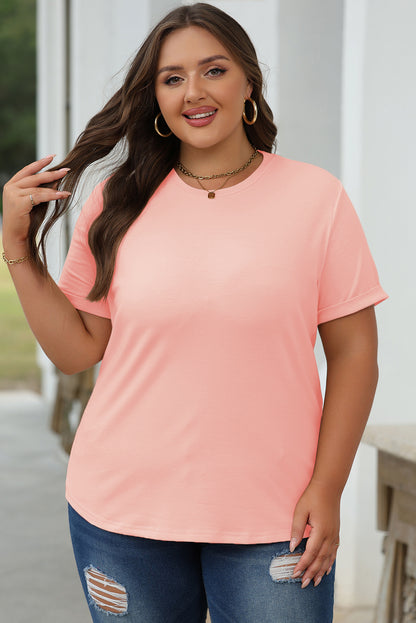 Orchid Petal Casual Plain Crew Neck Tee