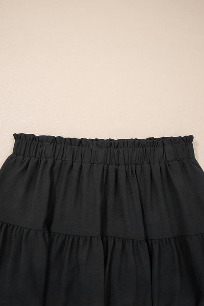 White Plus Size Frilled Elastic Waist Lace Trim Boho Ruffled Shorts