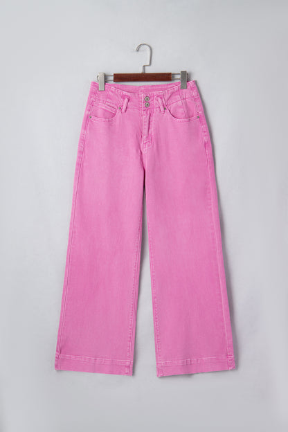 Mist Green 2-Button High Waist Flared Bottom Jeans
