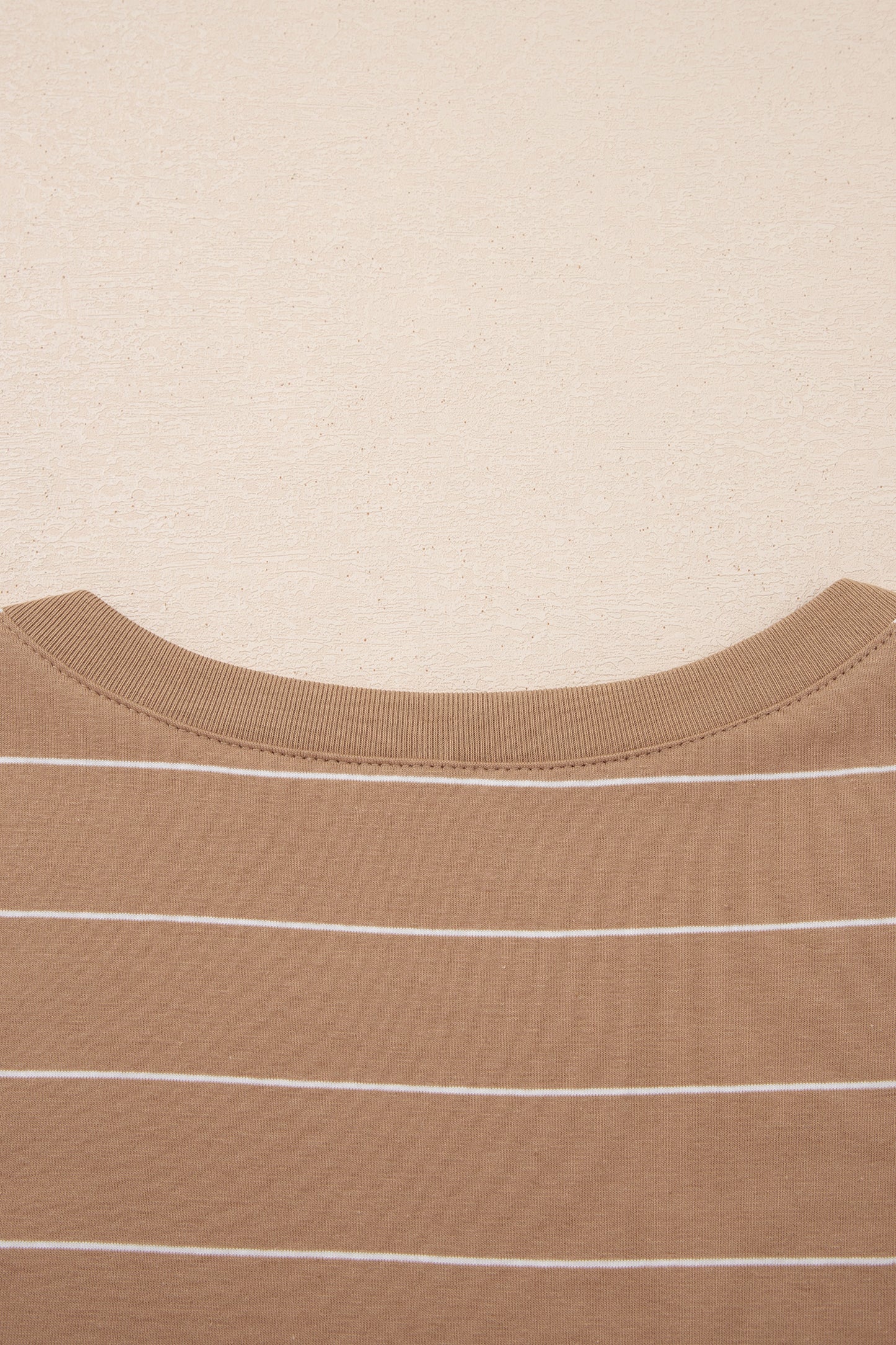 Khaki Stripe Casual Short Sleeve Side Slit Maxi T Shirt Dress