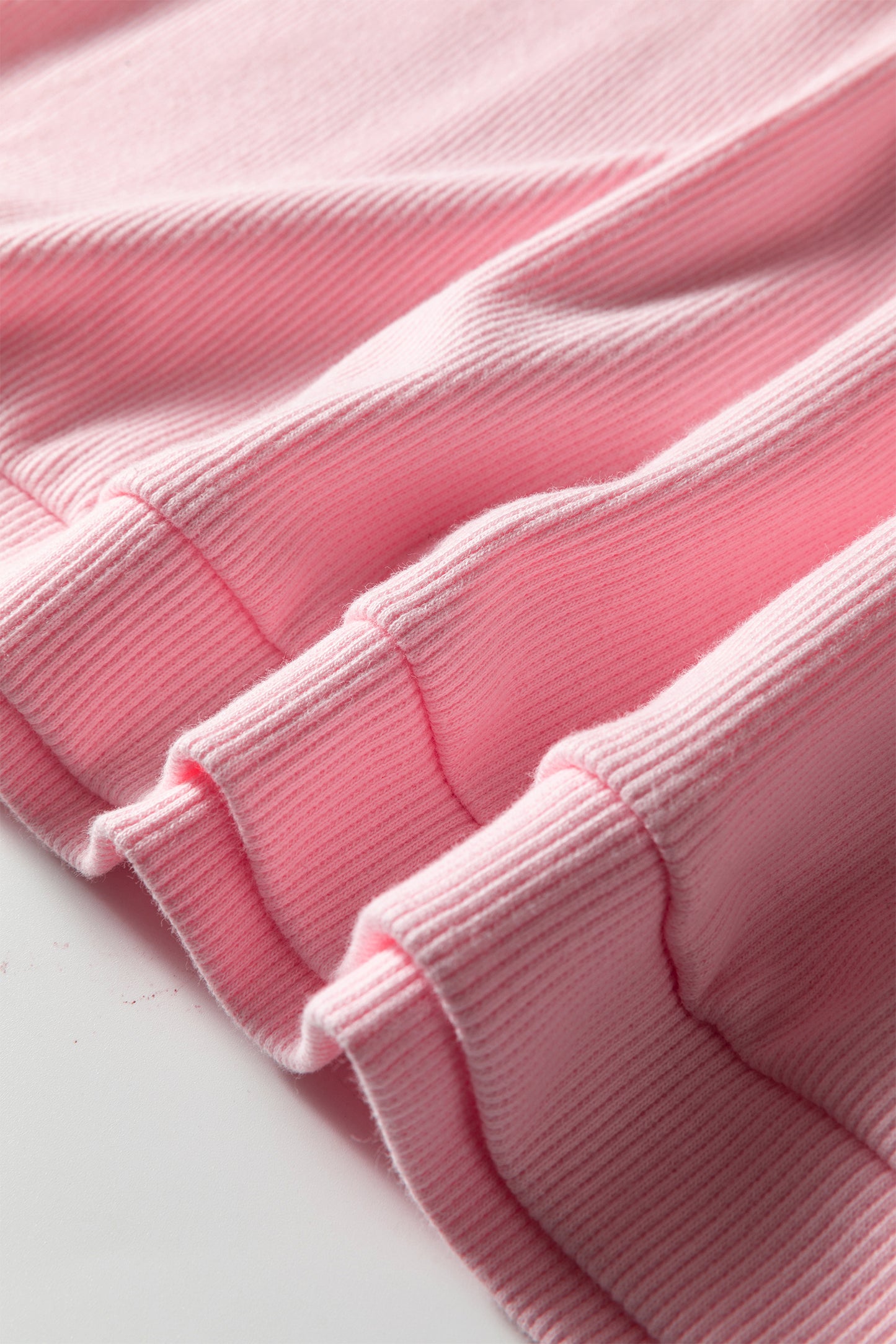 Pink 3d Ribbed XOXO Heart Embroidered Drop Shoulder Sweatshirt