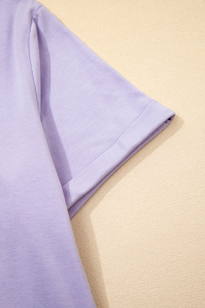 Orchid Petal Casual Plain Crew Neck Tee
