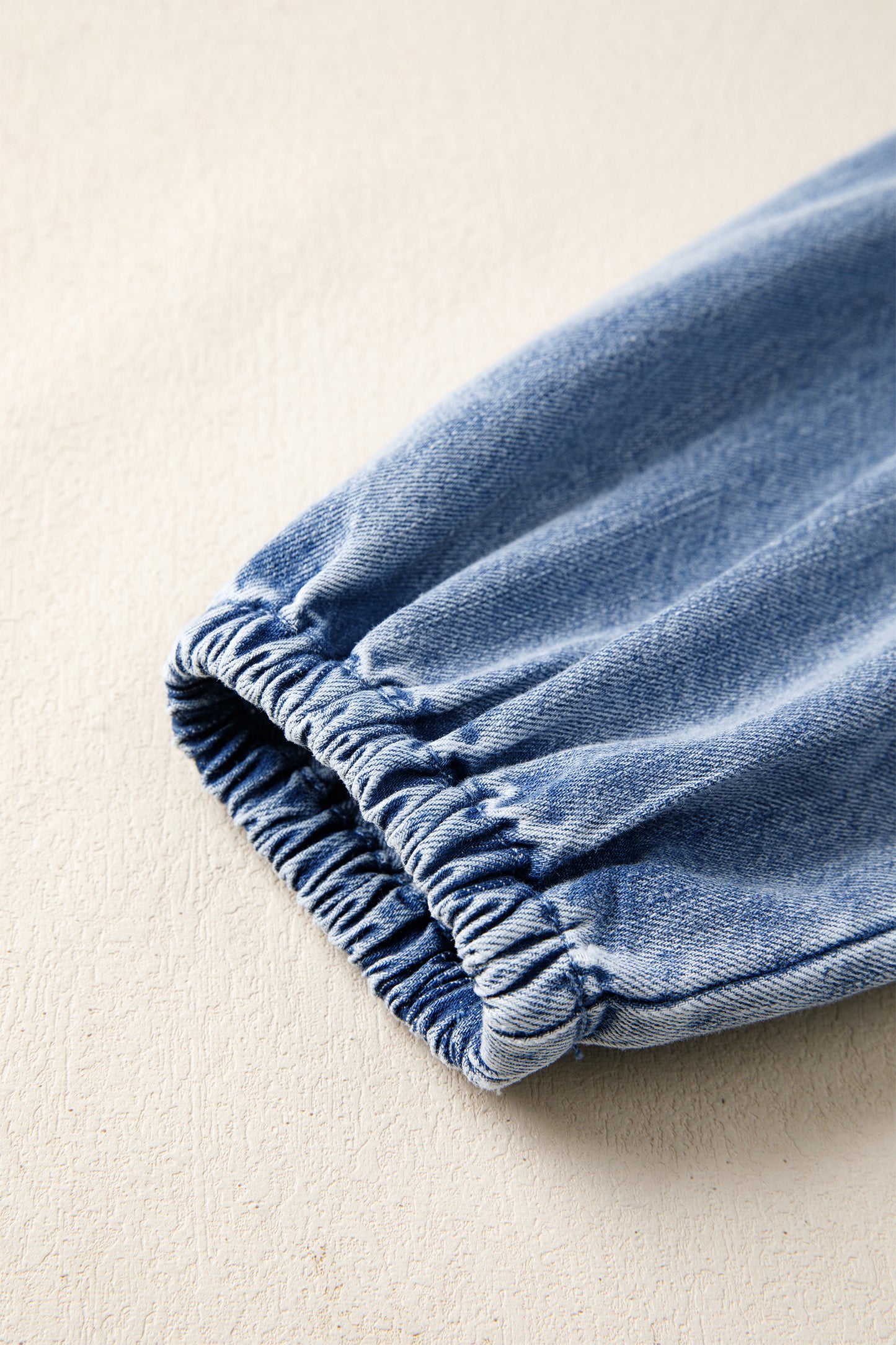 Myosotis Puff Sleeve V Neck Ruffled Loose Denim Mini Dress