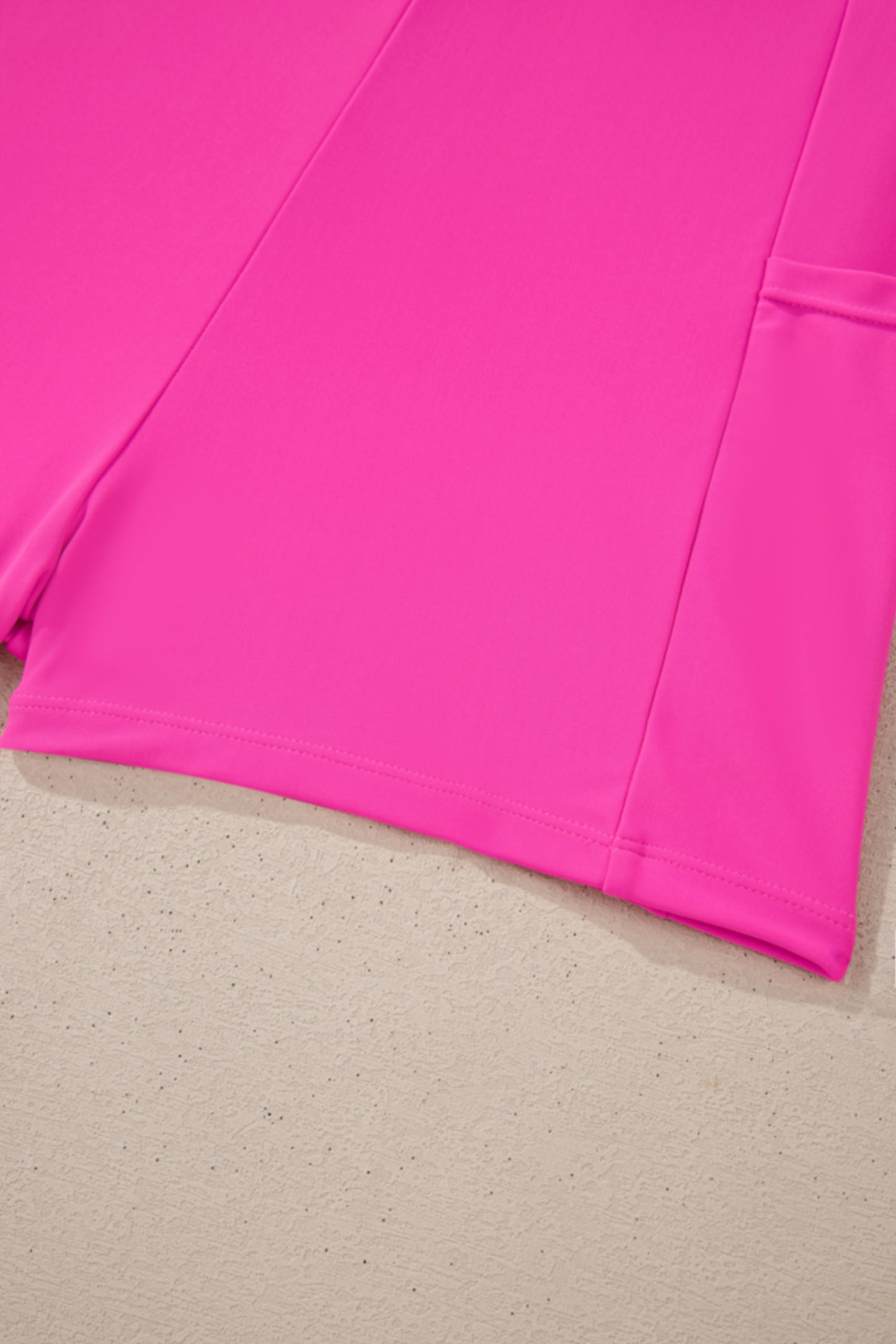 Rose Red Contrast Trim Neckline Active Shorts Attached One Piece Swim Dress