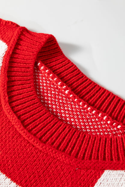 Pink Checkered Bishop Sleeve Sweater