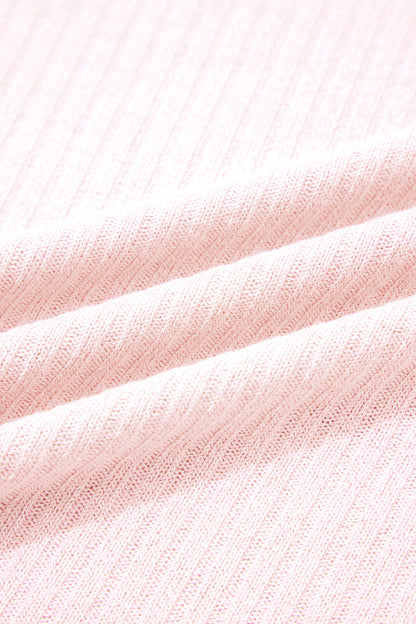 Light Pink Collared V Neck Ribbed Tee
