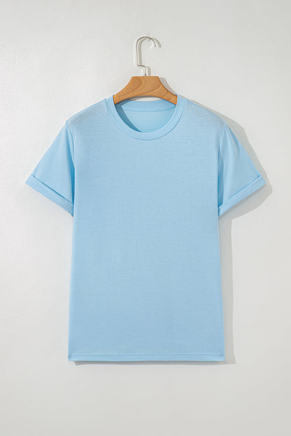 Orchid Petal Casual Plain Crew Neck Tee