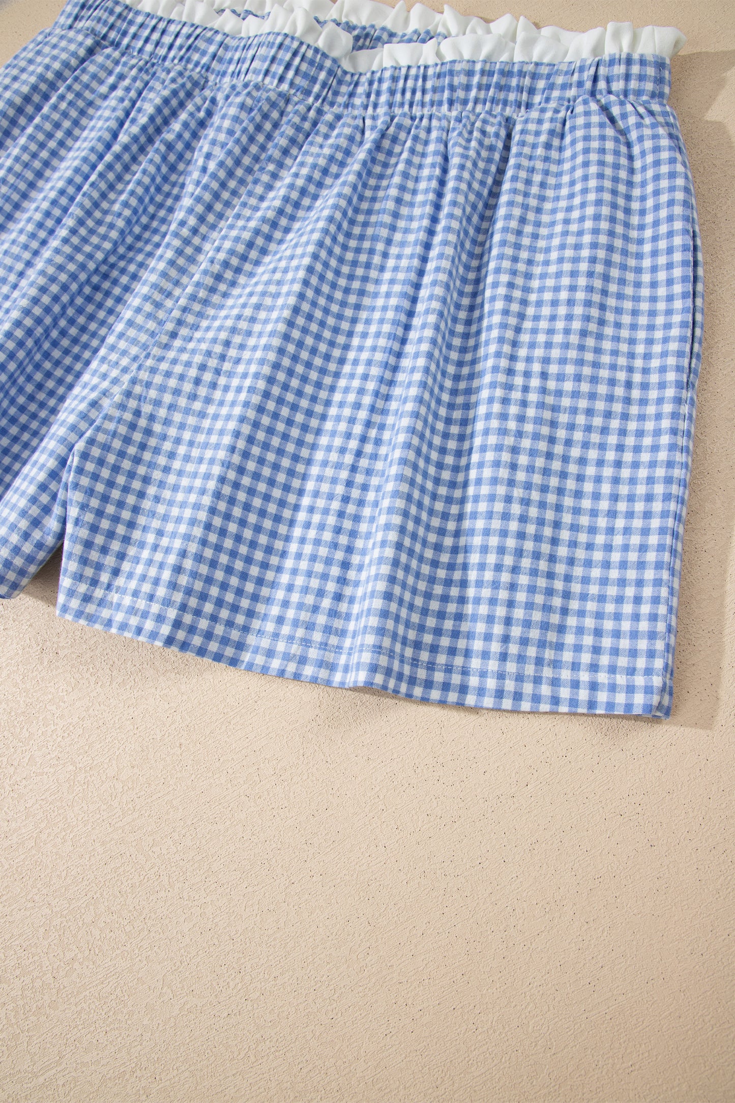Khaki Contrast Trim Plaid Print Plus Size Shorts