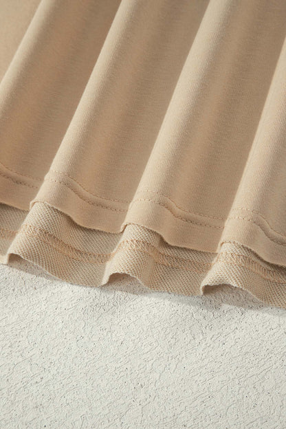 Parchment Striped Raglan Sleeve Notched Neck Raw Edge Plus Size Jumper