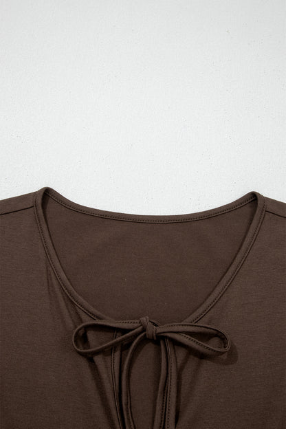 Black Plus Size Solid Color Bow Tie Peplum Tank Top