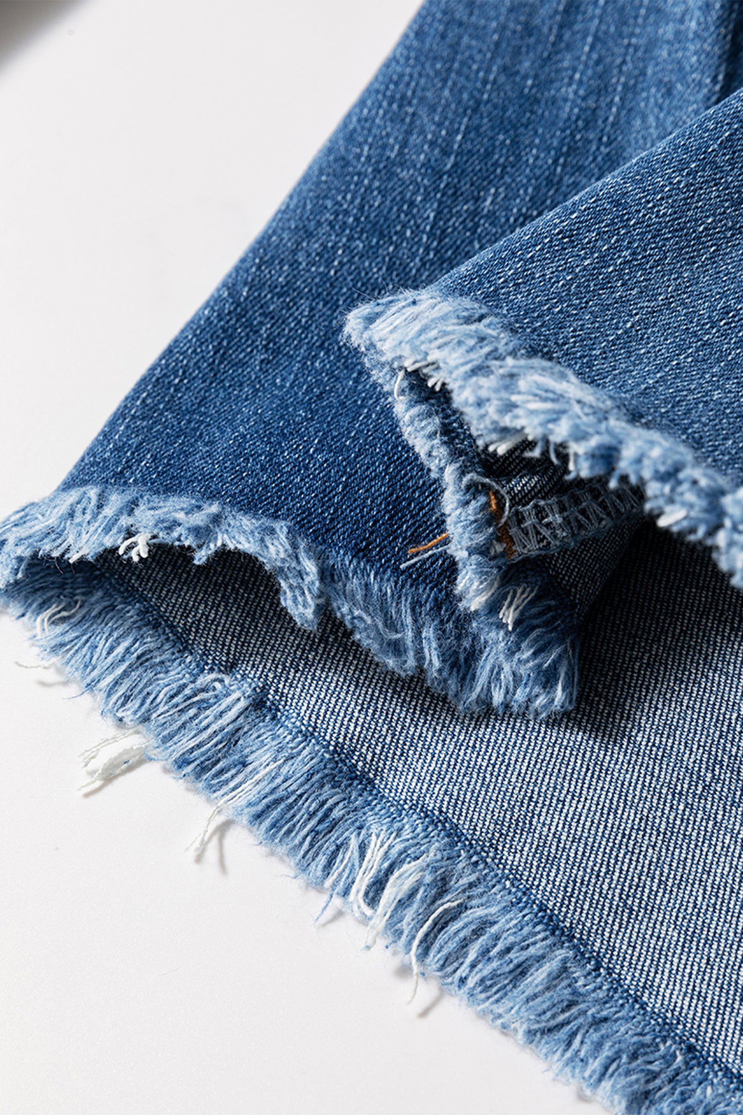 Sail Blue High Waist Button Fly Seamed Raw Hem Flare Jeans