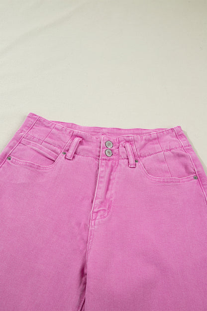 Mist Green 2-Button High Waist Flared Bottom Jeans