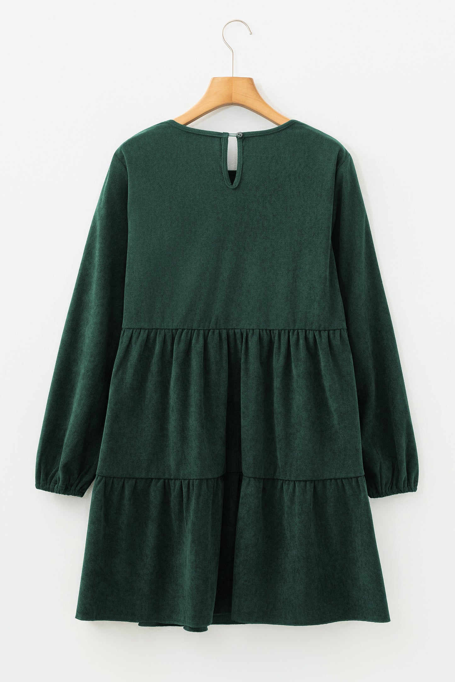 Dark Brown Lantern Sleeve Tiered Mini Dress