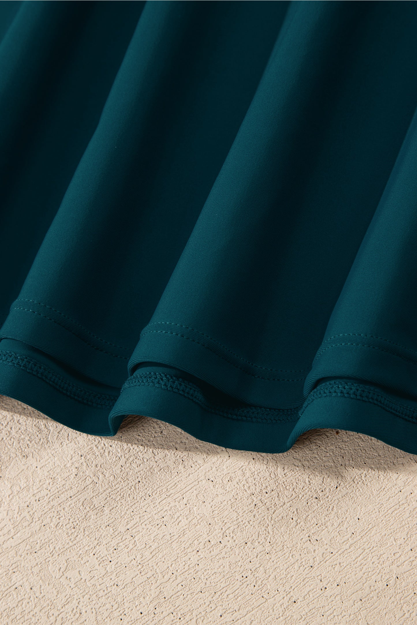 Blue Sapphire Contrast Edge Ruffled High Waist One Piece Swim Dress