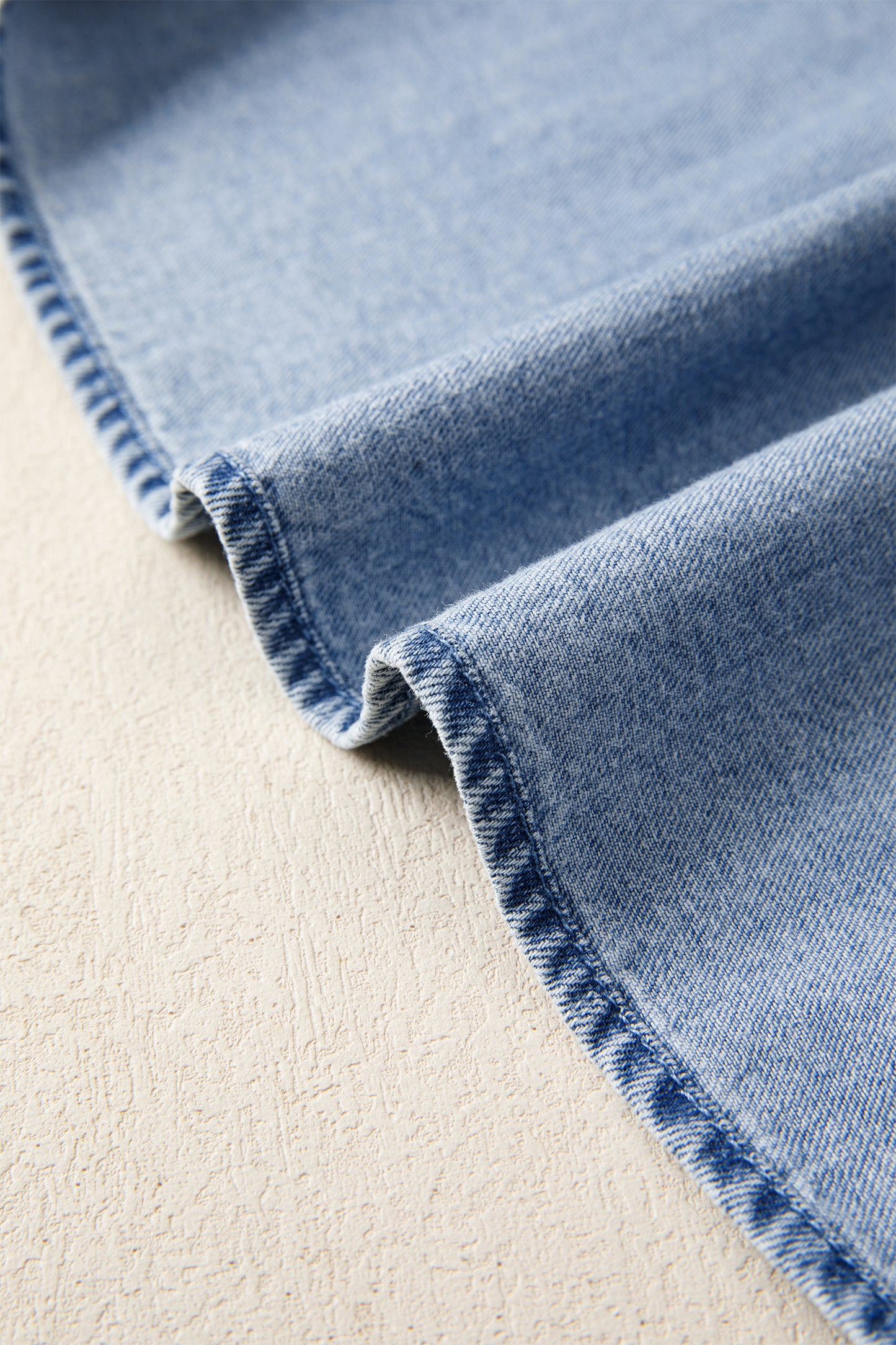 Myosotis Puff Sleeve V Neck Ruffled Loose Denim Mini Dress