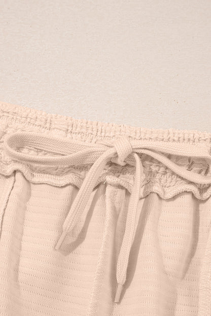 Apricot Textured V Neck T Shirt and Shorts Set