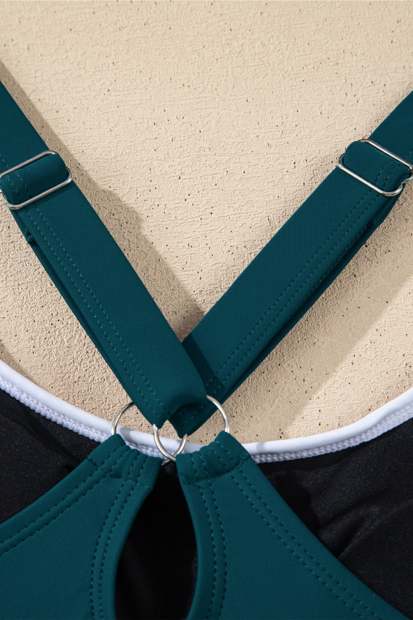 Blue Sapphire Contrast Edge Ruffled High Waist One Piece Swim Dress