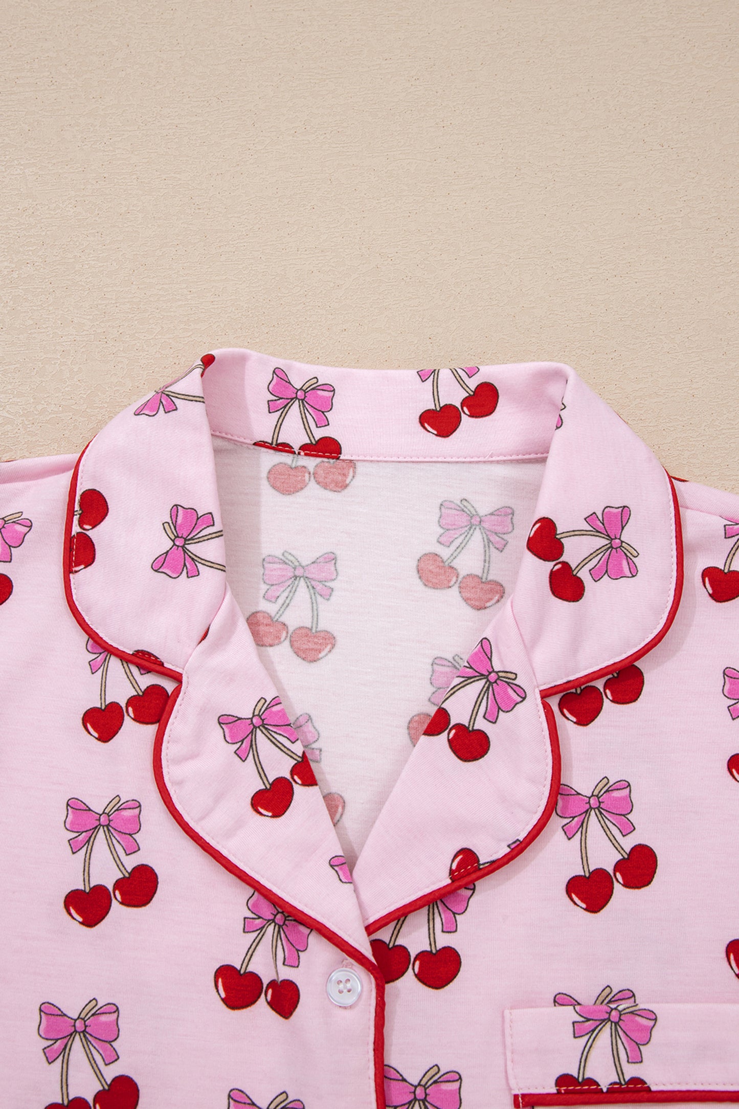 Sky Blue Bow Print Short Pajama Set