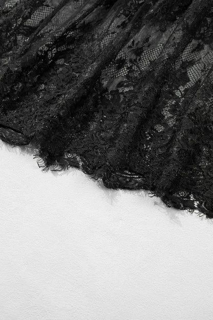 Black Plus Size Lace Hem Patchwork T Shirt Midi Dress